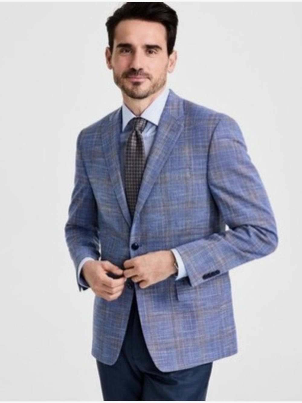 NWT MICHAEL KORS Kent Blazer in Blue Plaid, Size 48 Long
